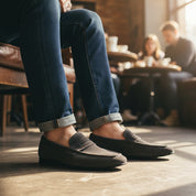 model-casual-setting - Men's Leather & Suede Moccasin Loafers