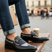 model-casual-setting - Men's Leather & Suede Spectator Wingtip Dress Shoes