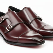 model-casual-setting - Men's Maroon Monk Strap Leather Shoes