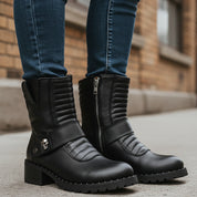 model-casual-setting - Men's Protective Leather Motorcycle Boots