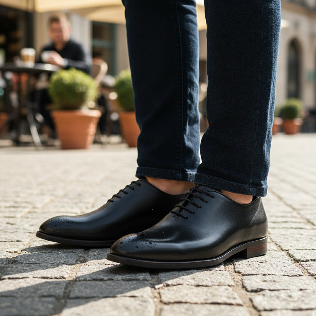 Men's Suede Full Grain Leather Dress Shoes - model-casual-setting