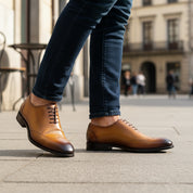 model-casual-setting - Men's Tan Brown Leather Brogue Oxfords