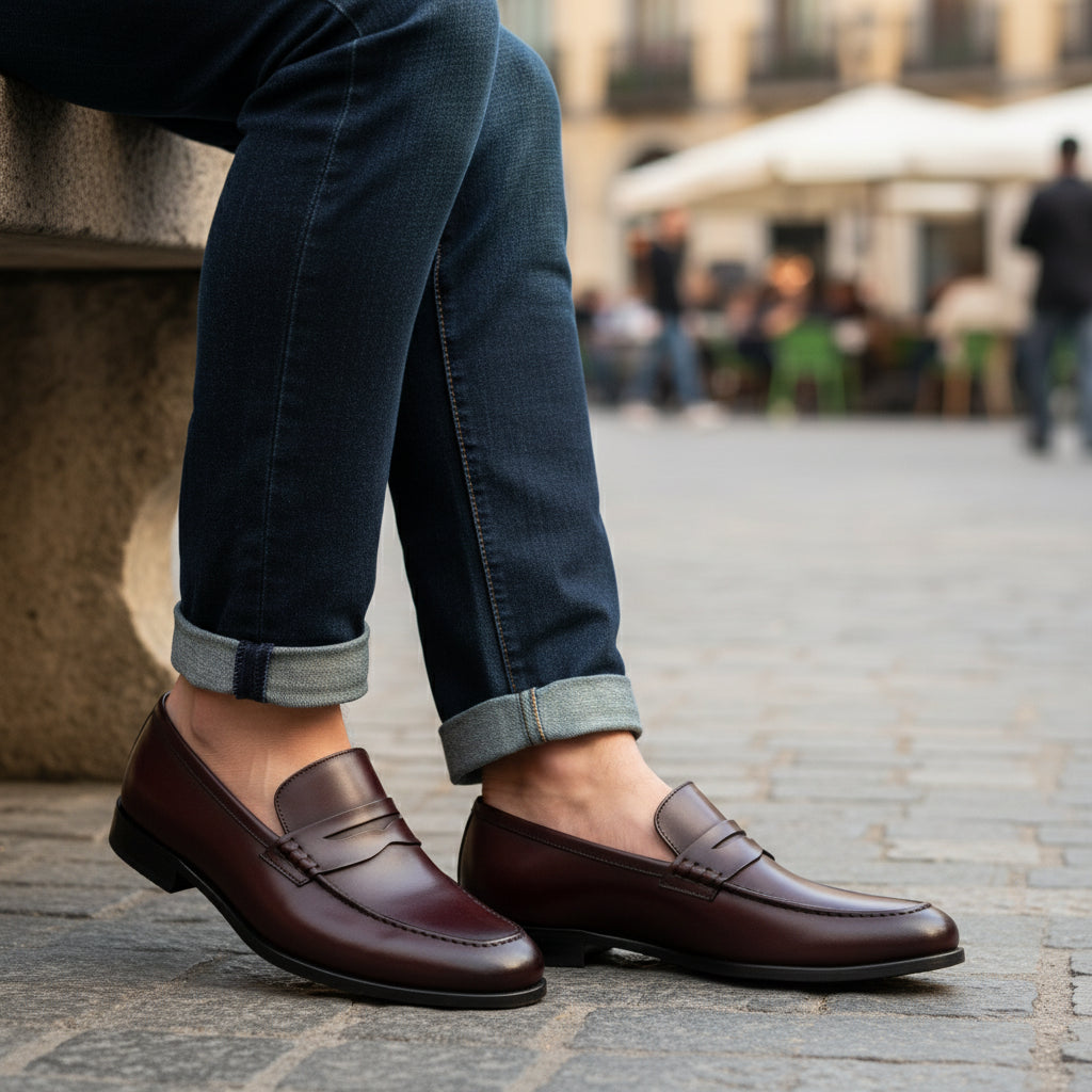 model-casual-setting - Men's Tan Brown Leather Moccasins