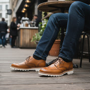 model-casual-setting - Men's Tan Leather Brogue Shoes