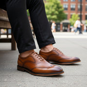 model-casual-setting - Men's Tan Leather Oxford Dress Shoes