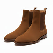 Men's Tan Suede Chelsea Boots - model-casual-setting