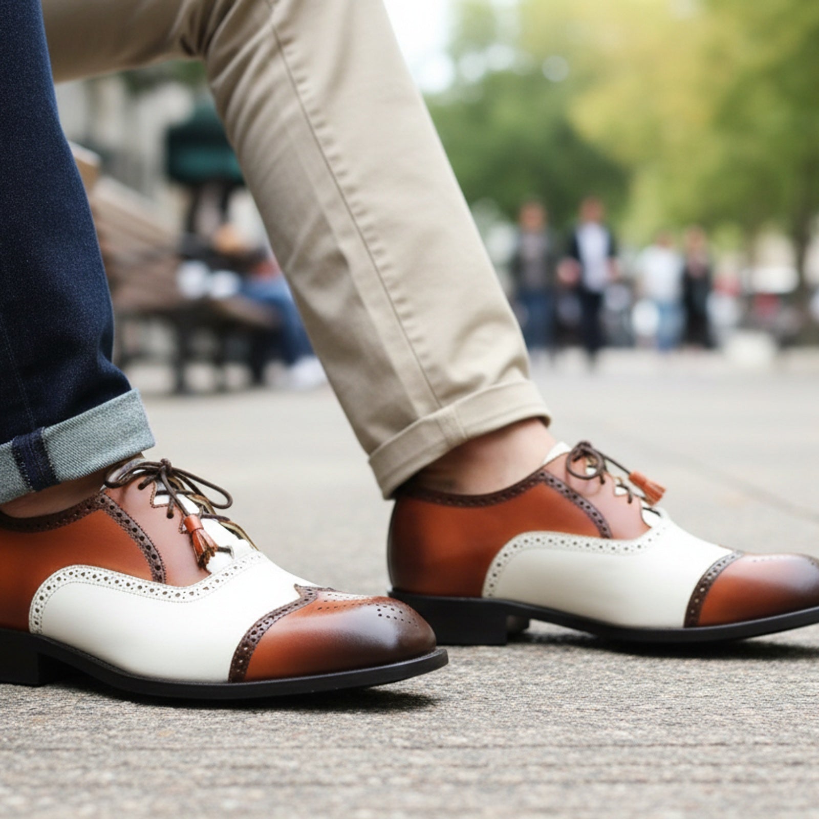 model-casual-setting - Men's Two-tone Calf Leather Oxford Dress Shoes