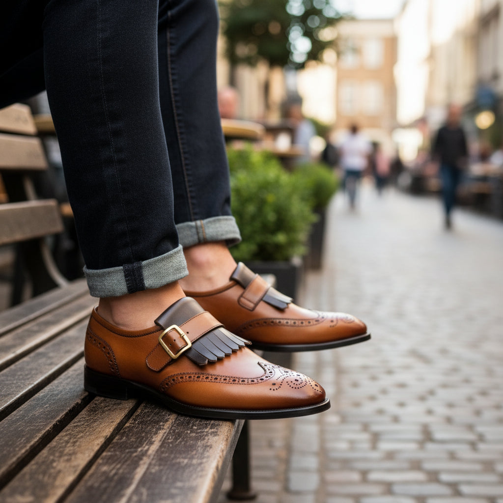 model-casual-setting - Men's Two-tone Leather Dress Shoes