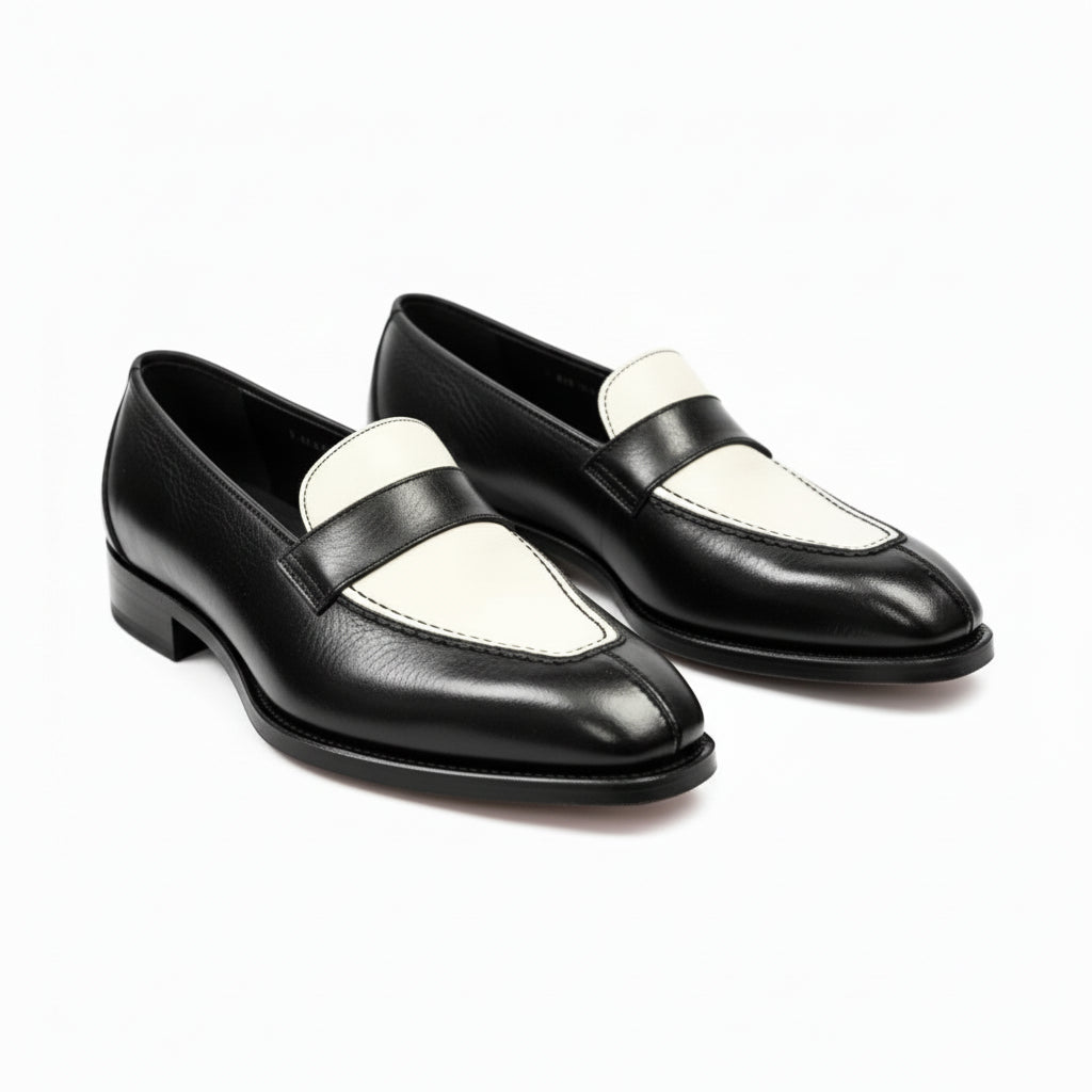 model-casual-setting - Men's Two Tone Leather Moccasin Shoes