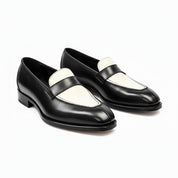 model-casual-setting - Men's Two Tone Leather Moccasin Shoes