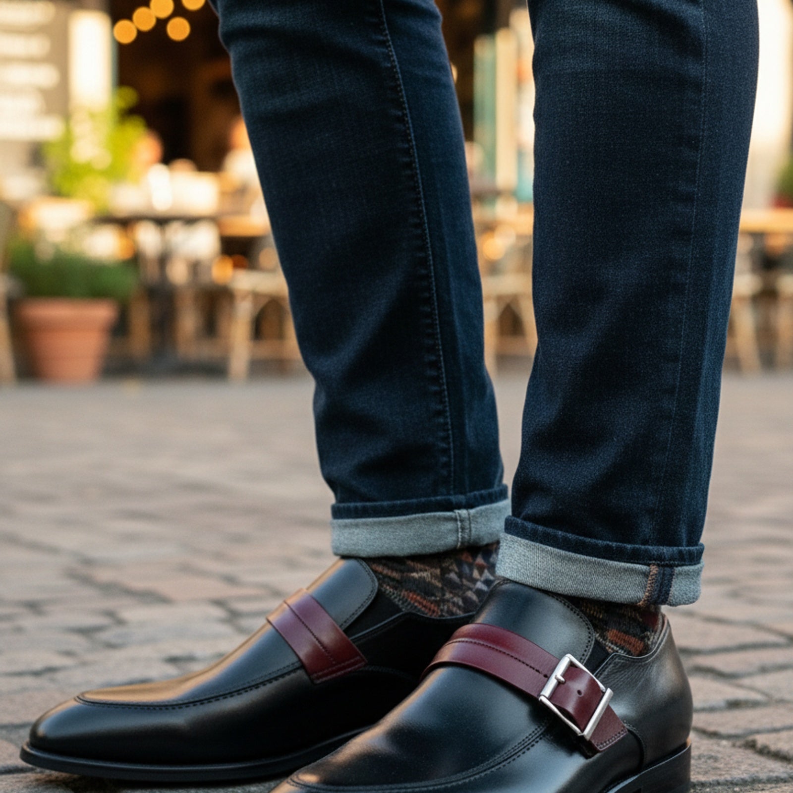 model-casual-setting - Men's Two-Tone Leather Moccasins – Black Dress Shoes