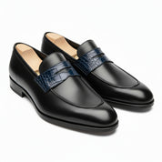 Men's Two-Tone Leather Moccasins Loafers - model-casual-setting
