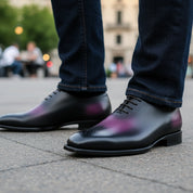 Men's Two-Tone Patina Leather Oxford Shoes - model-casual-setting
