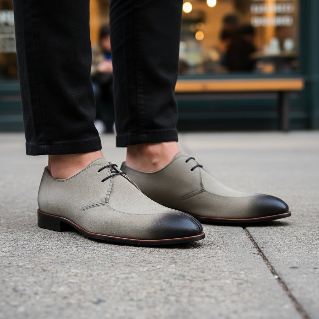 model-casual-setting - Men's Two-Tone Suede Wingtip Dress Shoes