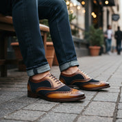 Men's Two-tone Wingtip Brogue Leather Dress Shoes - model-casual-setting