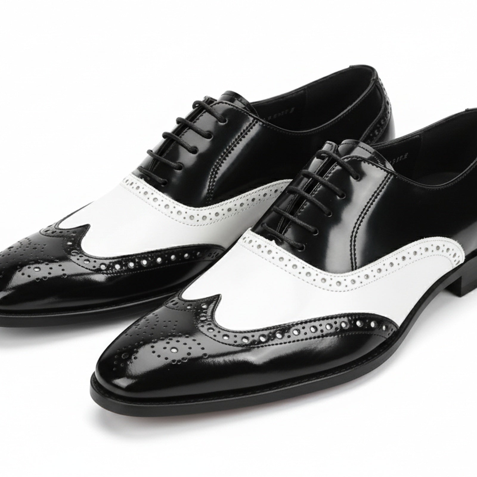 Men's Two-Tone Wingtip Leather Dress Shoes - model-casual-setting