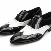 Men's Two-Tone Wingtip Leather Dress Shoes - model-casual-setting