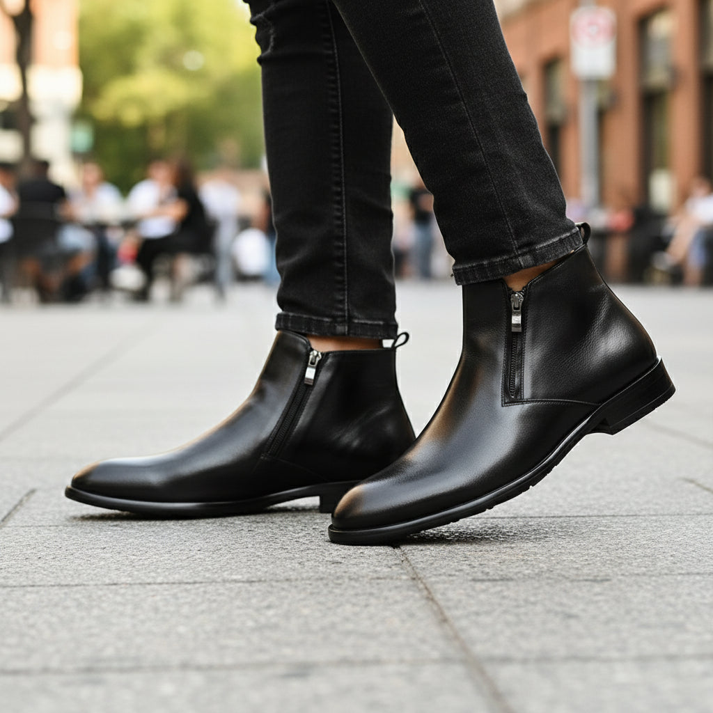 model-casual-setting - Men's Vintage Cow Leather Chelsea Boots