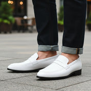 Men's White Leather Moccasins for Parties - model-casual-setting