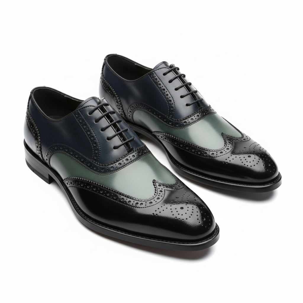 Men's Wing Tip Brogue Lace Up Leather Shoes - model-casual-setting
