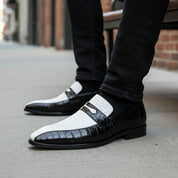 Spectator Shoes with Crocodile Skin Texture, Two Tone Design - model-casual-setting