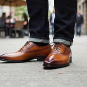 model-casual-setting - Tan Brown Brogue Formal Shoes