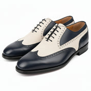 Two-Tone Wingtip Leather Dress Shoes - model-casual-setting