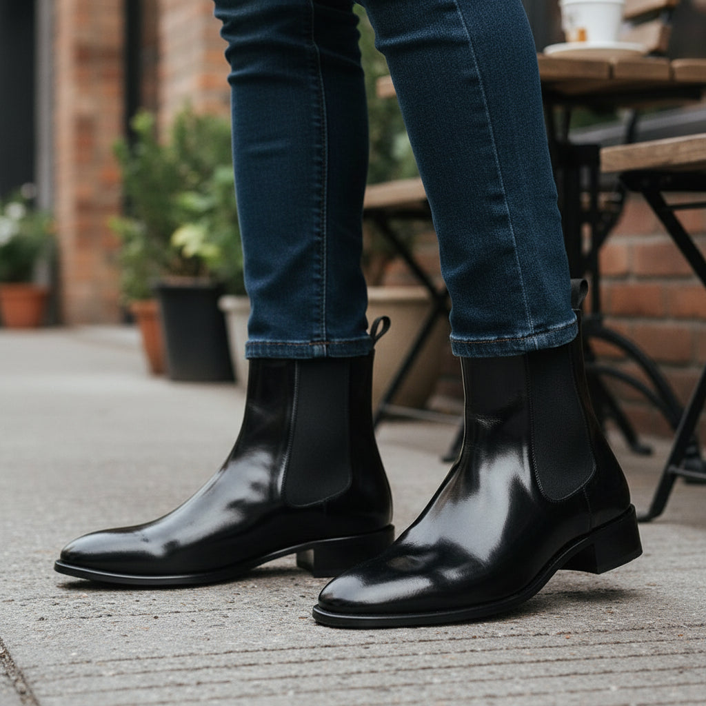 model-casual-setting - Unisex Patent Leather High Ankle Boots