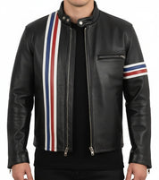 model-front-closed - Men's Easy Rider Leather Motorcycle Jacket