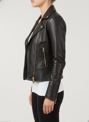 model-side-view - Women Black Leather Jacket, Leather Jackets For , Fashion Jacket