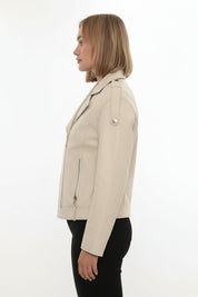 model-side-view - Women's Moto Leather Jacket, Women's Motorcycle Jacket, Women's Biker Jacket, Women's Leather Jacket