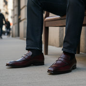 Dark Burgundy Leather Formal Shoes - model-siting