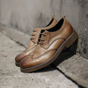 model-siting - Men's Classic Leather Formal Shoes
