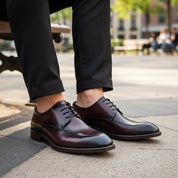 Men's Genuine Leather Formal Oxfords - model-sitting-bench