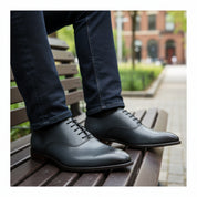 model-sitting-bench - Men's Genuine Leather Oxford Dress Shoes