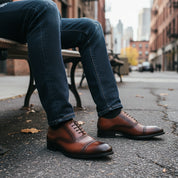 model-sitting - Cow Leather Oxford Brogue Dress Shoes