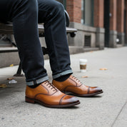 model-sitting - Men's Cow Leather Derbies Dress Shoes