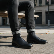 model-sitting - Plaintoe Chelsea Leather Boots