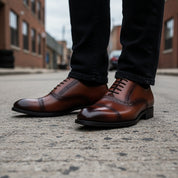 model-standing - Cow Leather Oxford Brogue Dress Shoes
