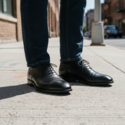 model-standing - Men's Black Leather Brogue Oxford Shoes