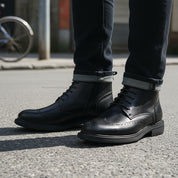 model-standing - Men's Brown Leather Brogue Boots
