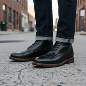 model-standing - Men's Brown Leather Brogue Lace-up Boots