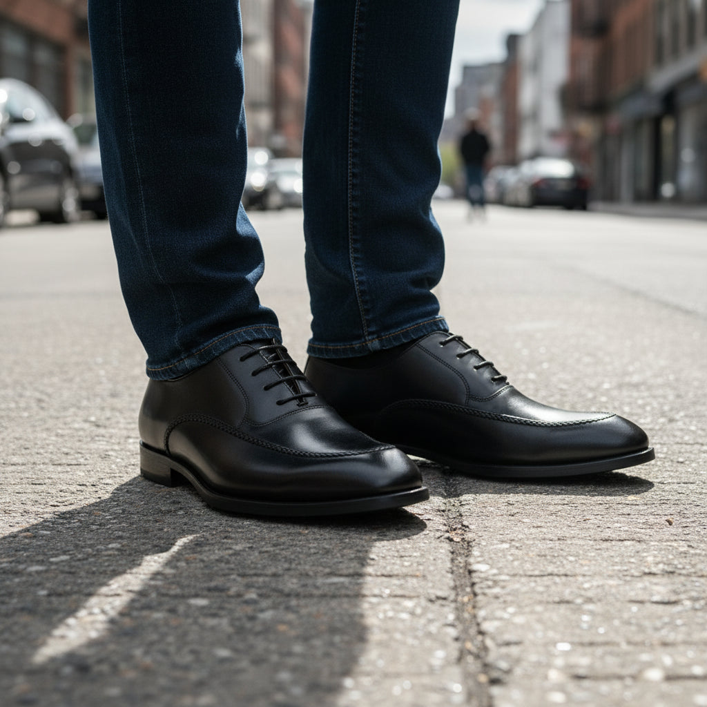 model-standing - Men's Brown Leather Dress Oxfords