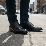 model-standing - Men's Brown Leather Dress Oxfords