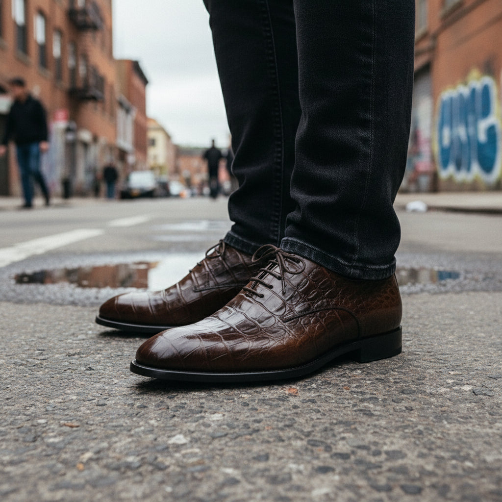 model-standing - Men's Brown Leather Dress Shoes