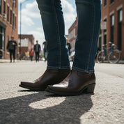 model-standing - Men's Brown Western Cowboy Leather Boots