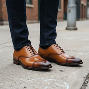 model-standing - Men's Cow Leather Derbies Dress Shoes