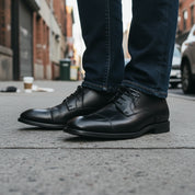 model-standing - Men's Glossy Patent Leather Dress Shoes