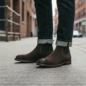 model-standing - Men's Suede Chelsea Ankle Boots
