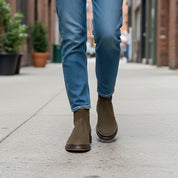 model-walking - Men's Handmade Suede Ankle Boots